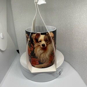 Dog Print Mug with Floral Design